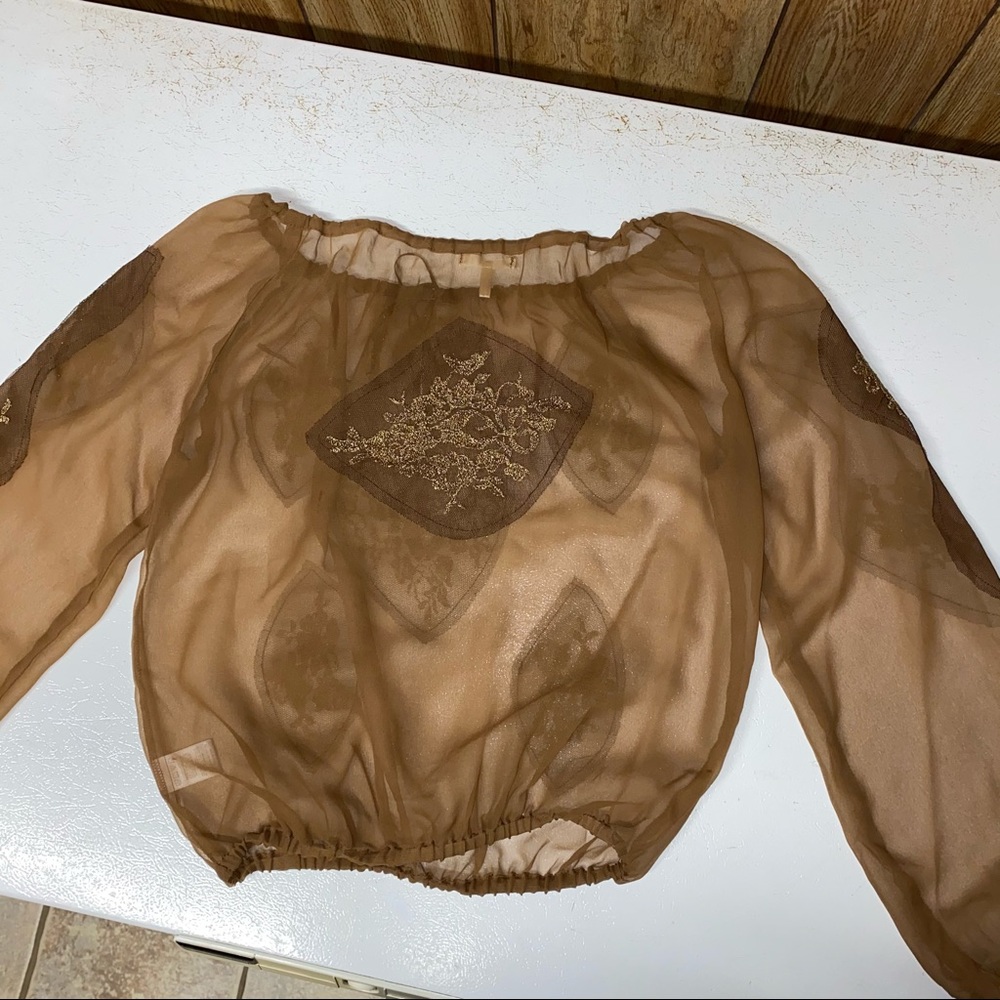🌟4 for $10 SALE🌟  Women’s Metro 7 Sheer Brown Shirt - Picture 5 of 16